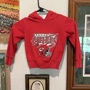 Vintage 90s RARE Kids Kansas City Chiefs Football Hoodie Size 4